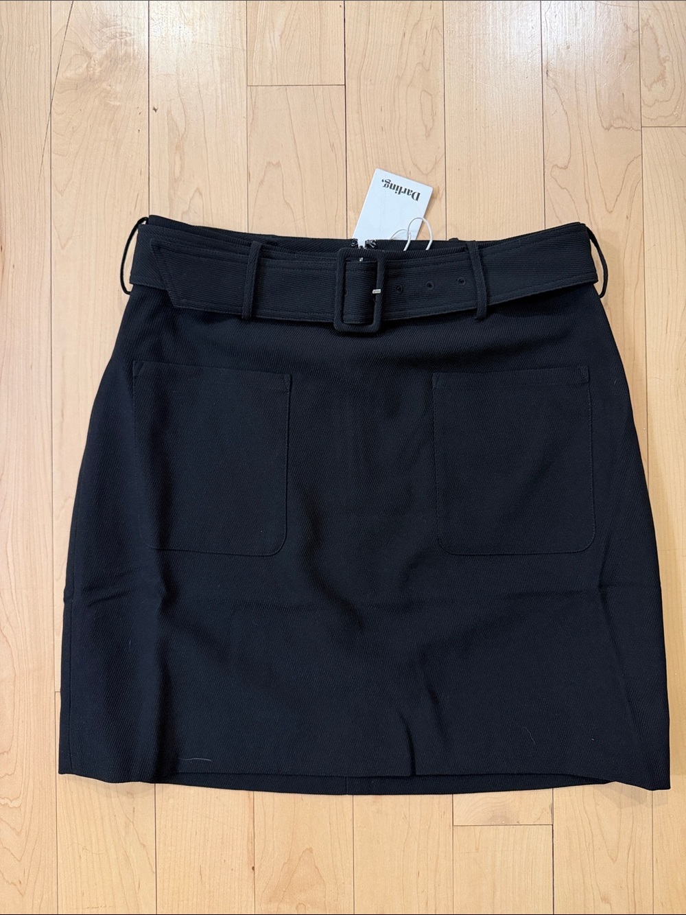 NWT Darling black Belted Patch-Pocket Mini Skirt